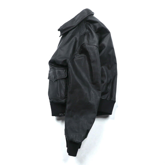 90s USA Vintage A-2 Leather Bomber Jacket フライトジャケット M ブラック レザー 本革 SCOVILジップ エポレット 90年代 USA製 SAN FRANCISCO AVIATION SUPPLY