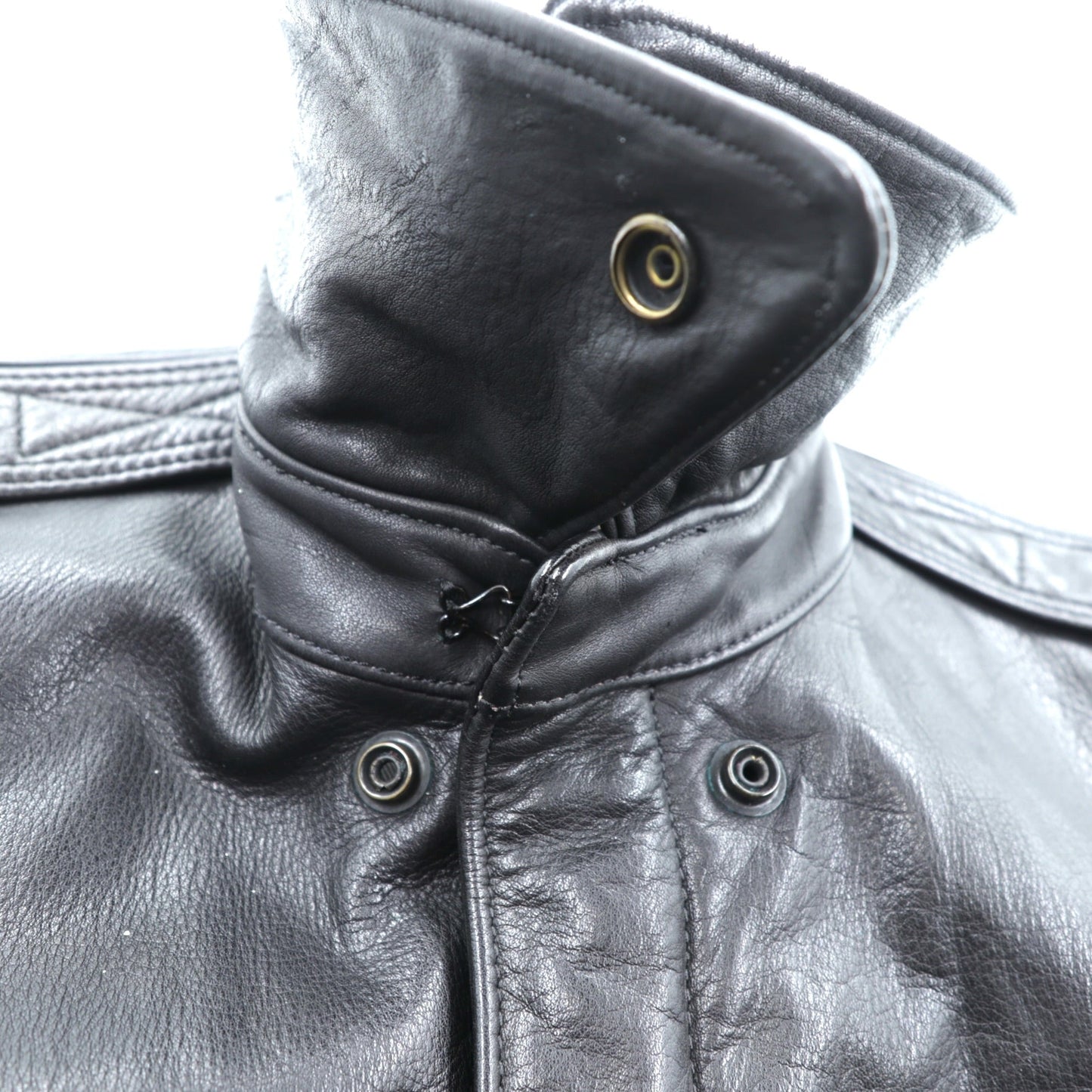 90s USA Vintage A-2 Leather Bomber Jacket フライトジャケット M ブラック レザー 本革 SCOVILジップ エポレット 90年代 USA製 SAN FRANCISCO AVIATION SUPPLY
