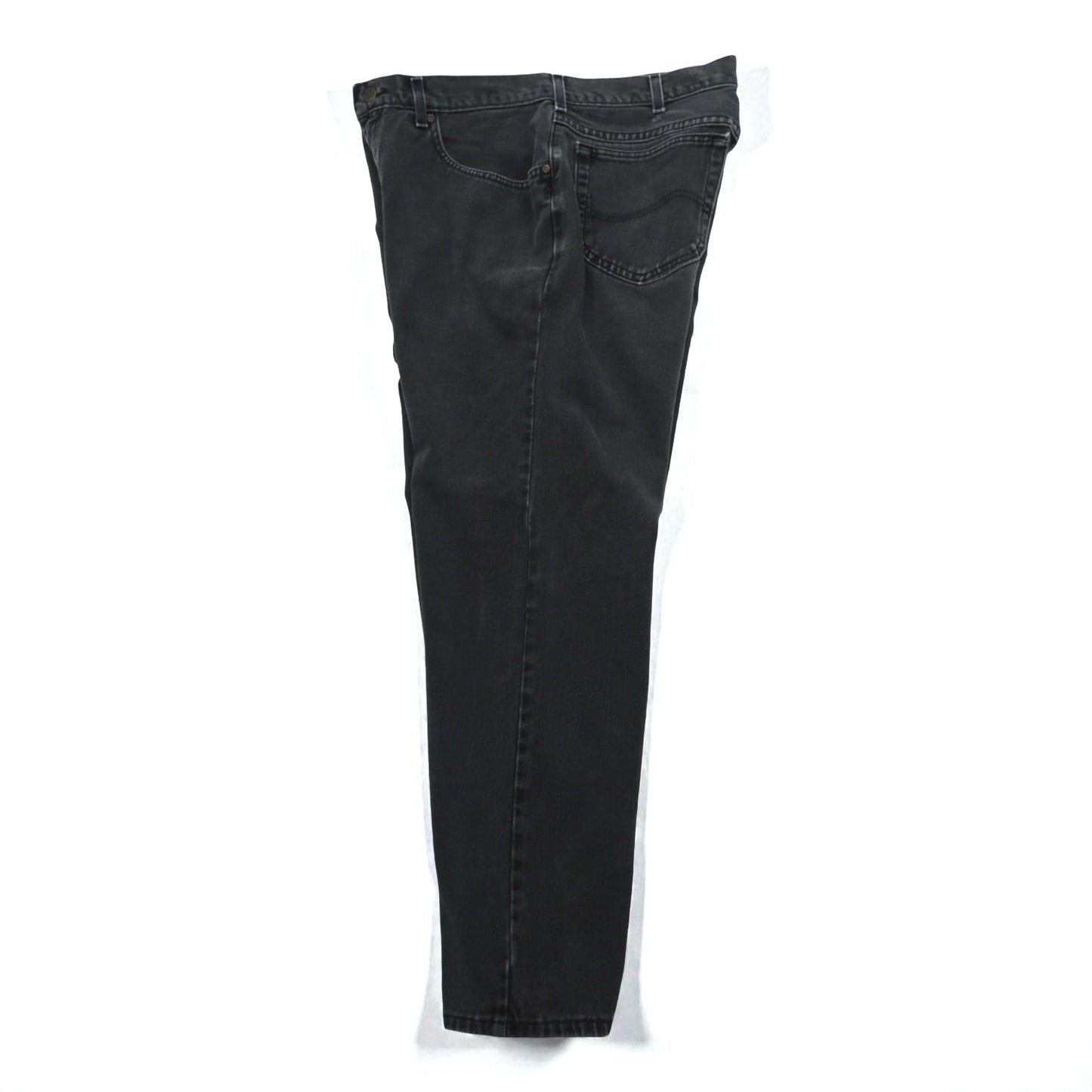 Lee 90年代 USA製 バギー ジーンズ テーパード ブラック デニムパンツ L ブラック ジッパーフライ レザーパッチ リラックスフィット 2055508