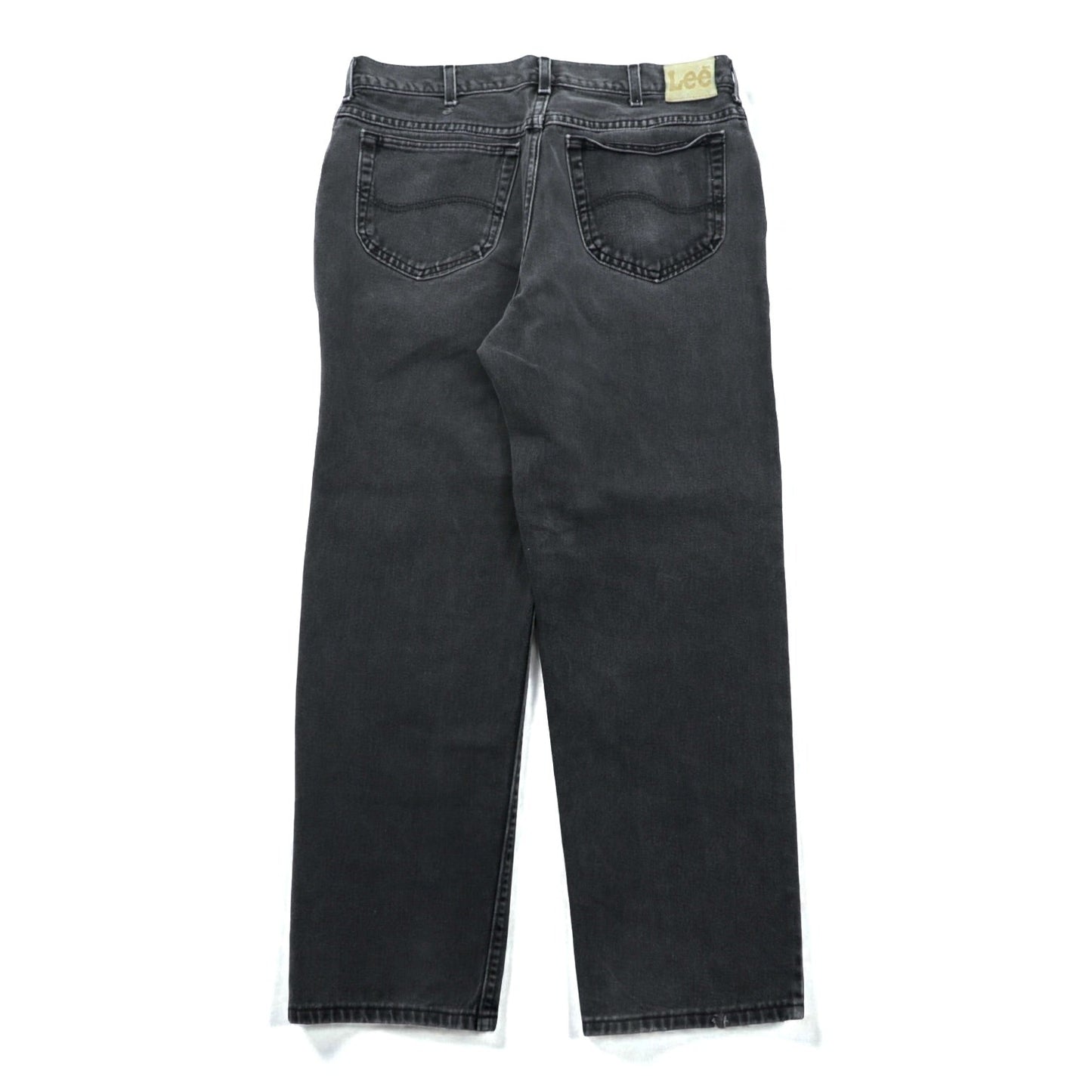 Lee 90年代 USA製 バギー ジーンズ テーパード ブラック デニムパンツ L ブラック ジッパーフライ レザーパッチ リラックスフィット 2055508