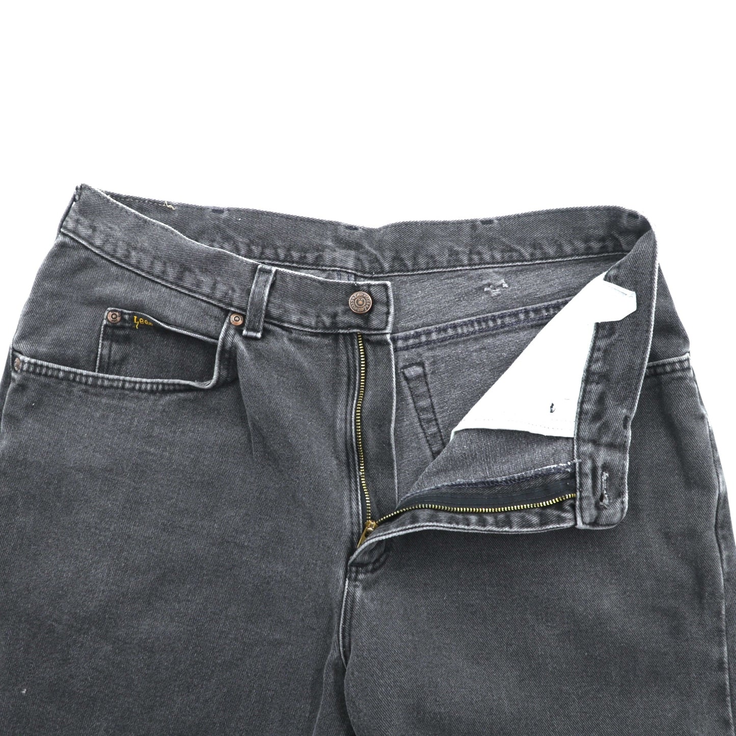 Lee 90年代 USA製 バギー ジーンズ テーパード ブラック デニムパンツ L ブラック ジッパーフライ レザーパッチ リラックスフィット 2055508