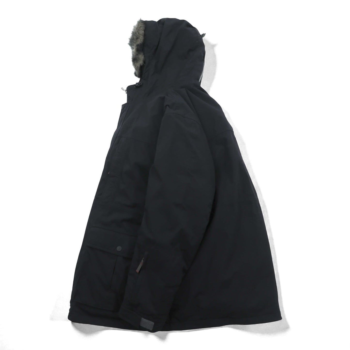 Eddie Bauer プレミアム グース PREMIUM Goose Down ダウンジャケット 2XL ブラック ファー着脱式 ドローコード