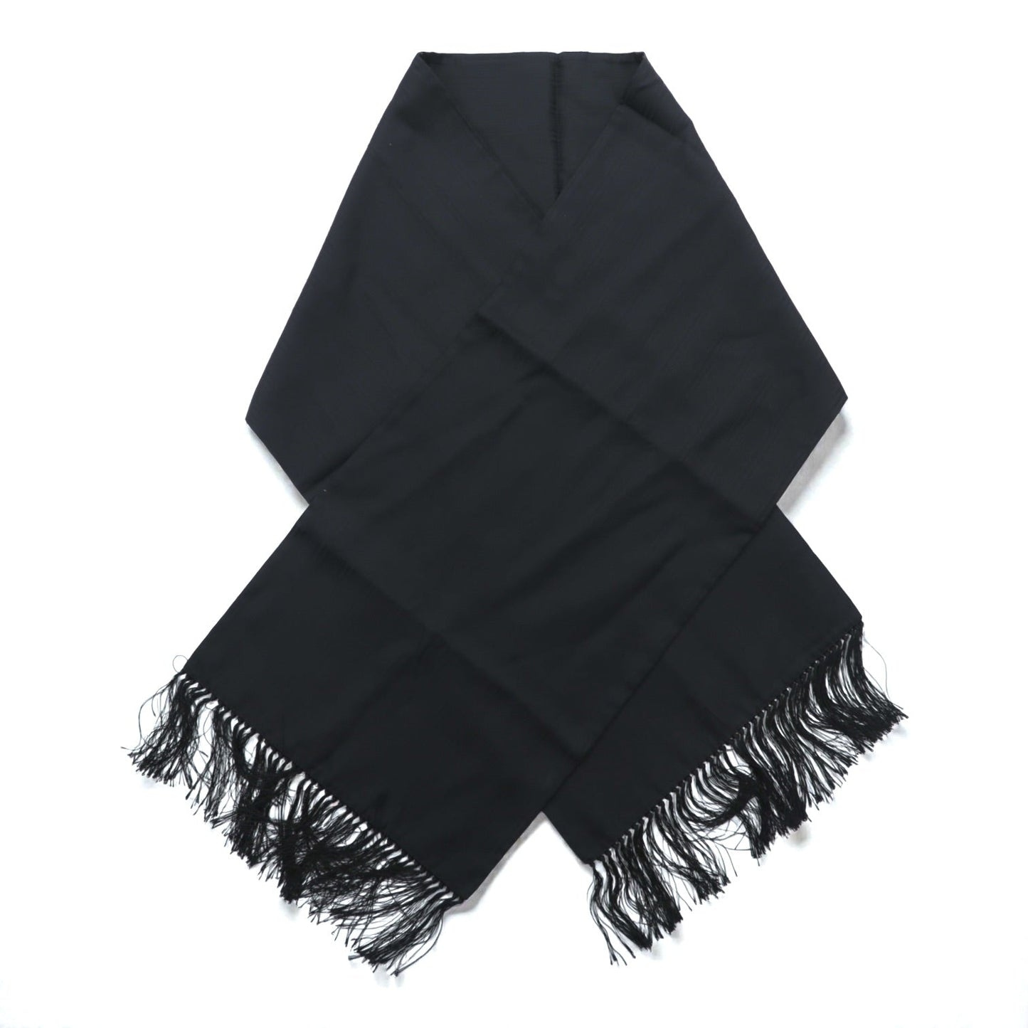 Polo Ralph Lauren イタリア製 シルク フリンジ ストール ブラック シルク シャドーストライプ