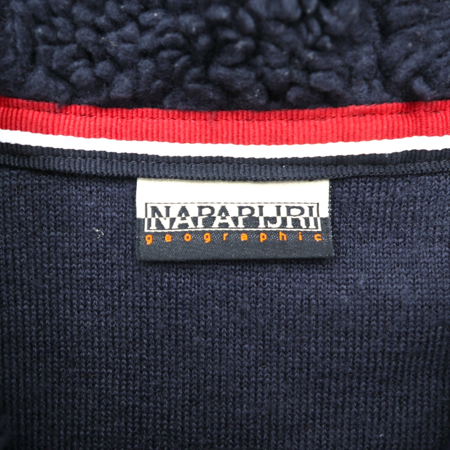 NAPAPIJRI ハーフジップ アノラックパーカー シェルパ フリースジャケット L ネイビー ドローコード Teide Fleece Hoodie N0Y13M