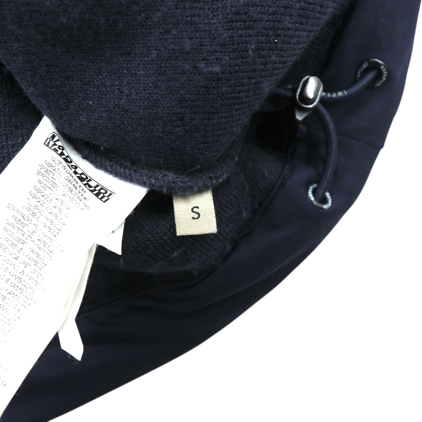 NAPAPIJRI ハーフジップ アノラックパーカー シェルパ フリースジャケット L ネイビー ドローコード Teide Fleece Hoodie N0Y13M