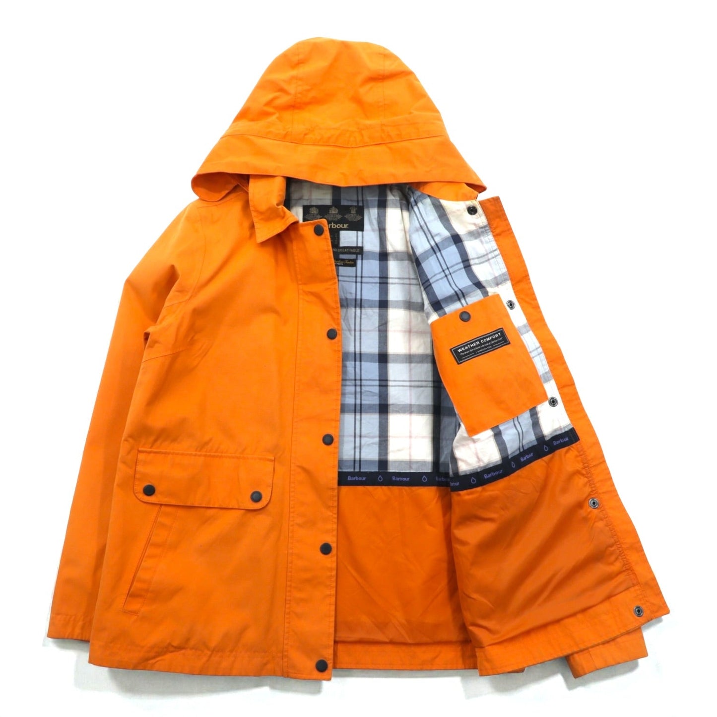 Barbour フード着脱式 ナイロンジャケット マウンテンパーカー M オレンジ 防水 トラモンタン TRAMONTANE JACKET WEATHER COMFORT LWB0529OR53