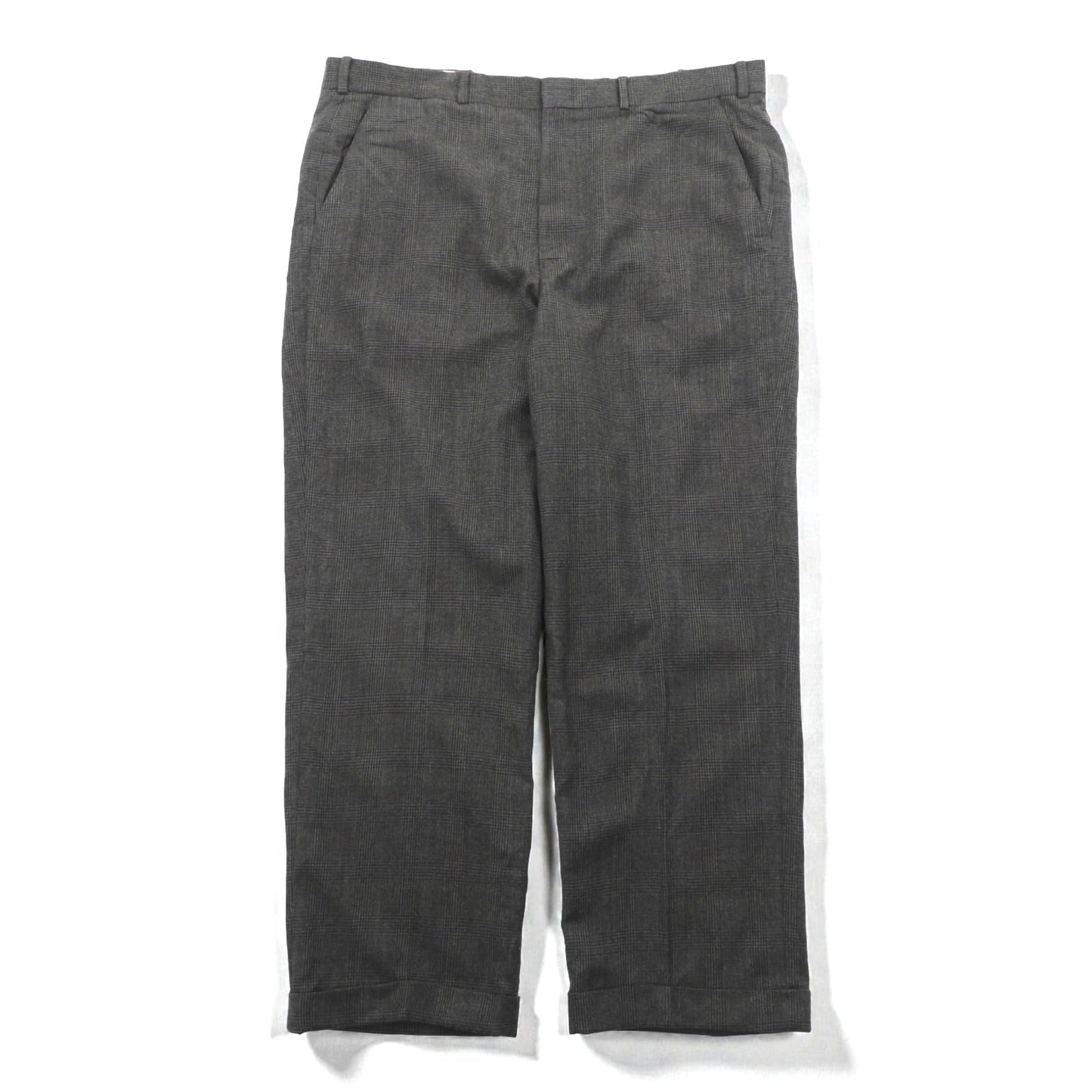 Brooks Brothers カナダ製 グレンチェック ワイド スラックス パンツ XL グレー ウール ダブルカフス