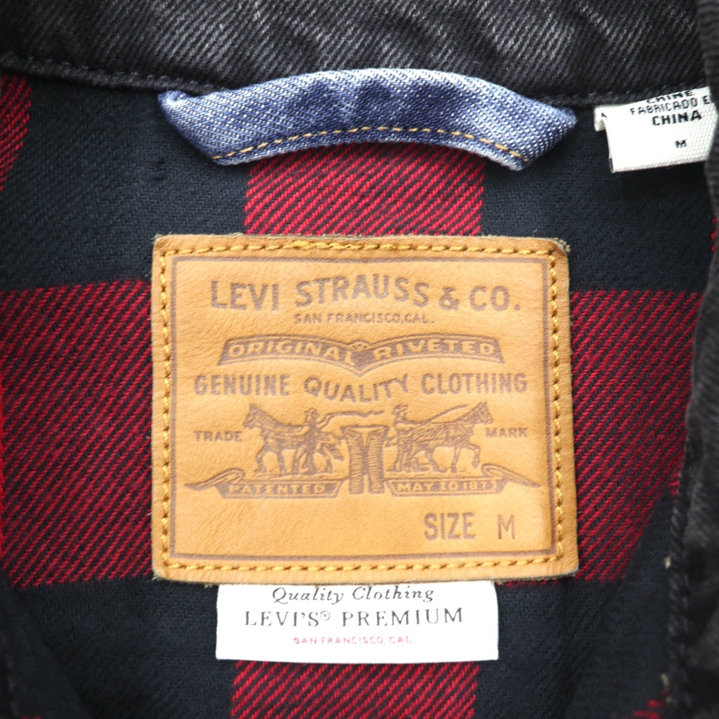 Levi's PREMIUM 2ndタイプ ハイブリッド トラッカージャケット ビッグE デニムジャケット M プリーツ 再構築 バッファローチェック フランネル TYPE II HYBRID 77382-0000