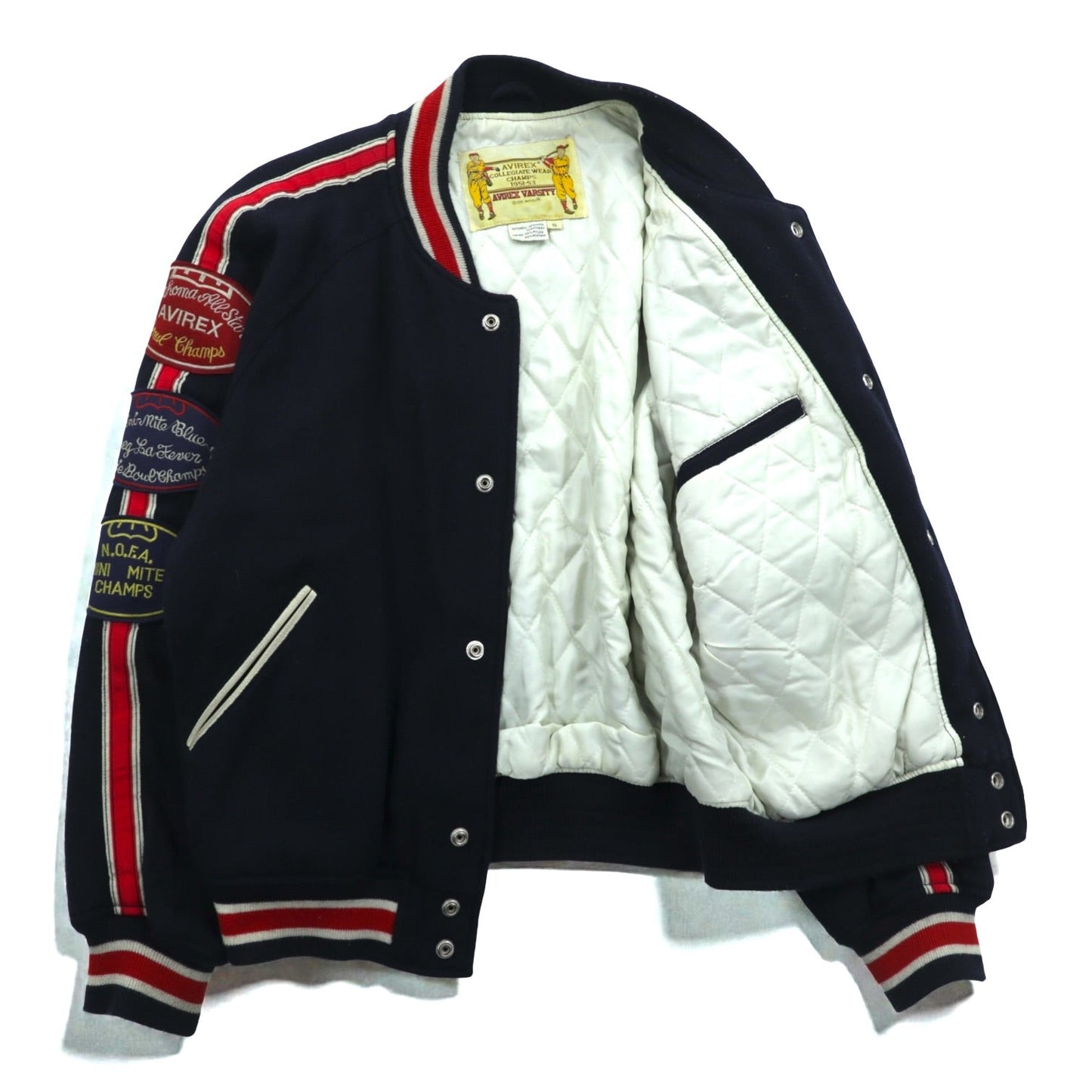 AVIREX 90年代 ヴィンテージ COLLEGIATE WEAR CHAMPS 1951-53 スタジャン L ウール レタード ワッペン