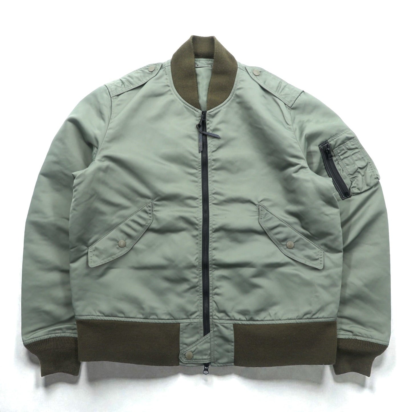 A BATHING APE L-2B フライトジャケット M カーキ ダブルジップ ナイロン エポレット ユーティリティポケット