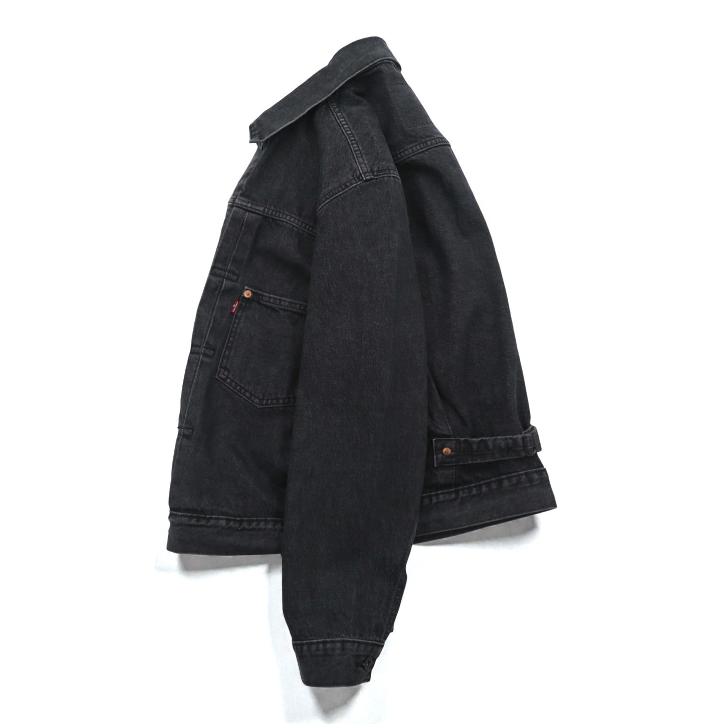 Levi's PREMIUM 1st タイプ 大戦モデル ビッグE デニム トラッカージャケット Gジャン S ブラック TYPE1 短丈 ビッグサイズ シンチバック ダブルプリーツ A3174-0000
