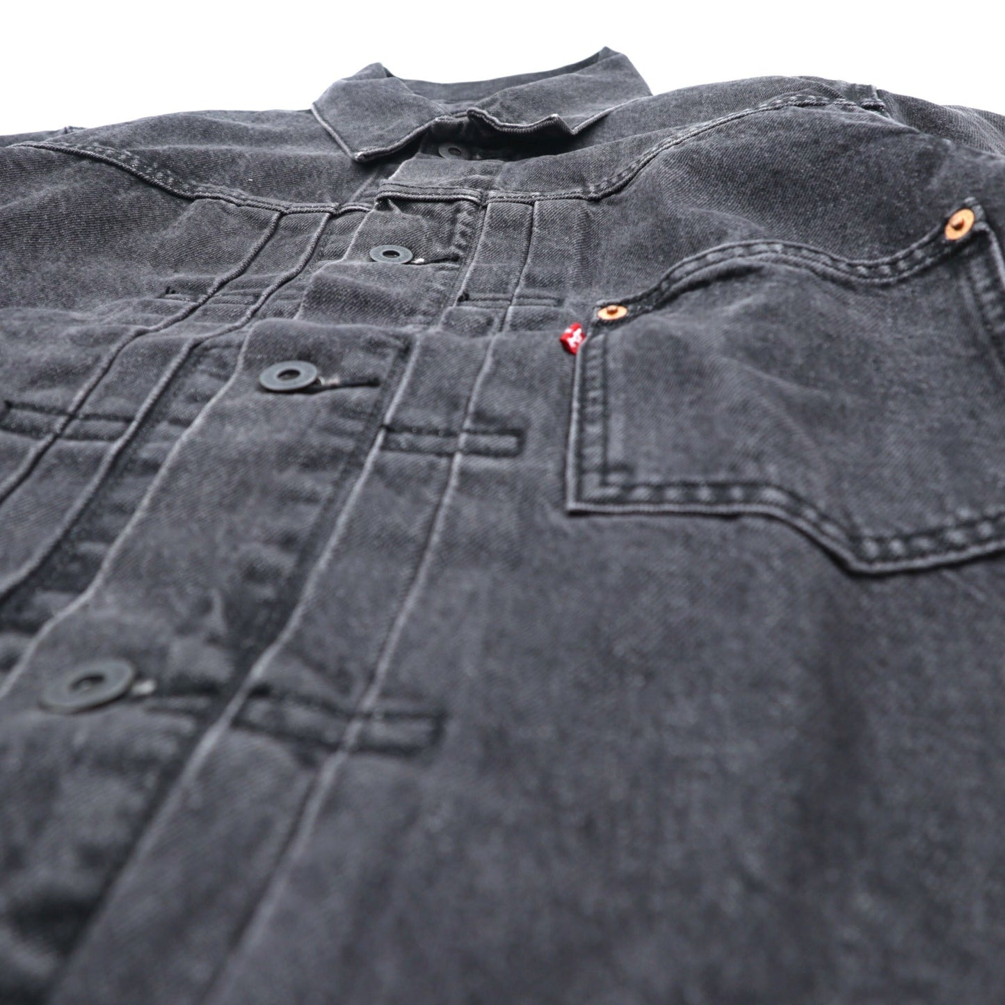 Levi's 大戦モデル 1st タイプ ビッグE デニム トラッカージャケット Gジャン S ブラック TYPE 1 短丈 ビッグサイズ シンチバック ダブルプリーツ PREMIUM A3174-0000