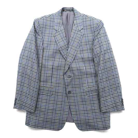 DAKS 80年代 英国製 グレンチェック 2B ブレザー テーラードジャケット L グレー ウール PURE NEW WOOL イギリス製