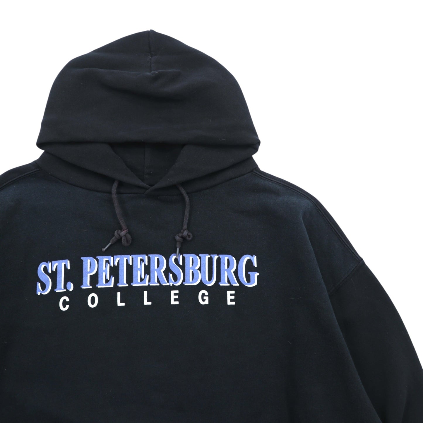 JANSPORT 90年代 ビッグサイズ カレッジプリント パーカー 2XL ブラック フロント カンガルーポケット ST. PETERSBURG