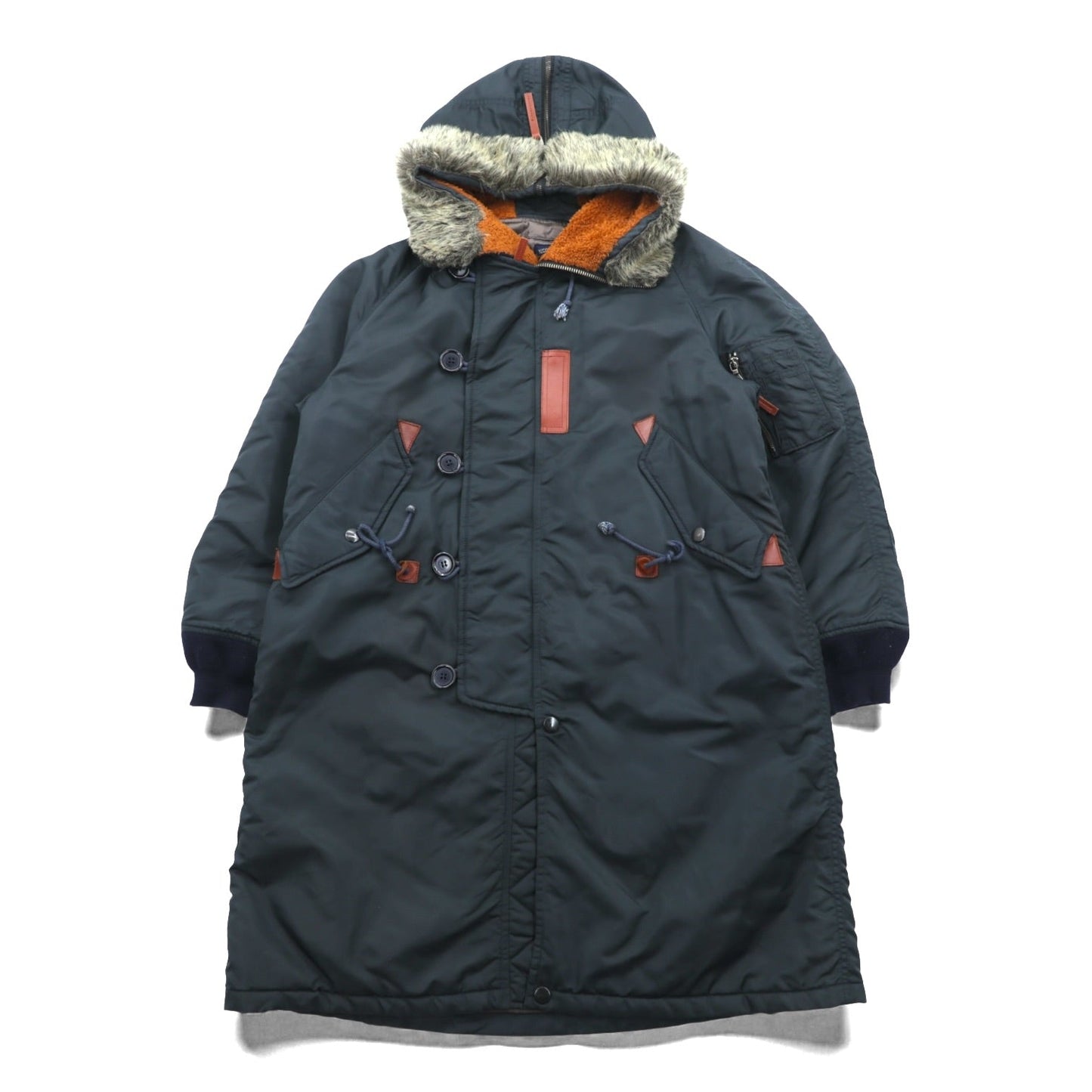 MONSIEUR NICOLE 90年代 日本製 ヴィンテージ N-3B フライトジャケット ロングコート XL ナイロン 中綿 ドローコード NICOLE CLUB WORKERS