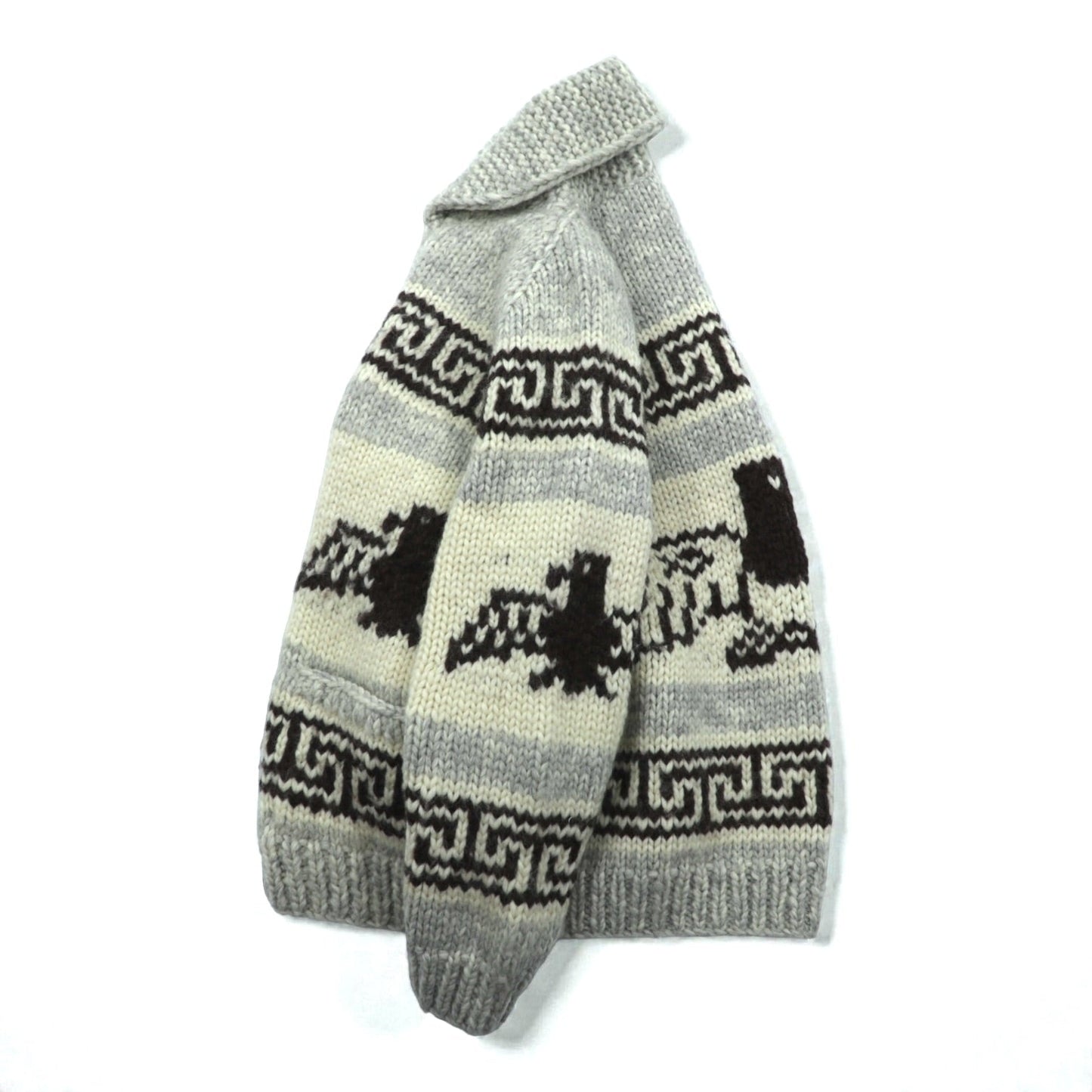 CANADIAN SWEATER 90年代 カナダ製 ヴィンテージ カウチンニット L ウール  サンダーバード ジップアップ カーディガン