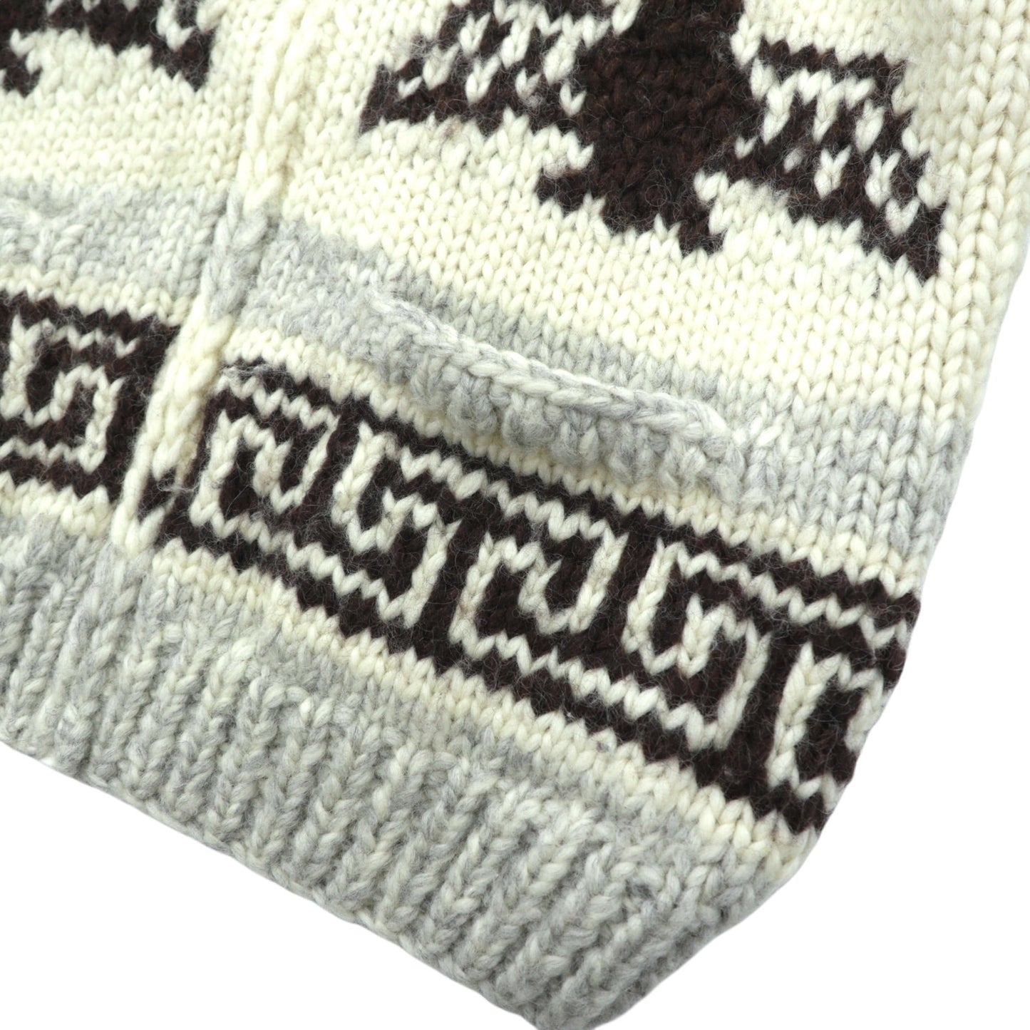 CANADIAN SWEATER 90年代 カナダ製 ヴィンテージ カウチンニット L ウール  サンダーバード ジップアップ カーディガン