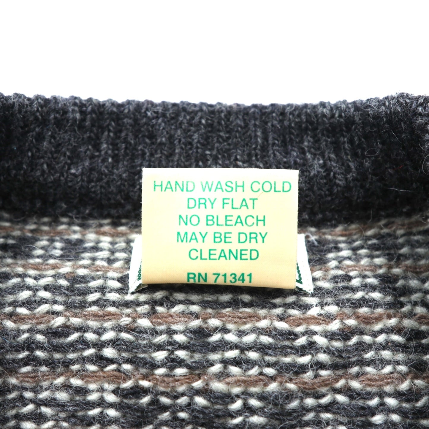 L.L.Bean 90年代 ノルウェー製 ヴィンテージ チロリアン バーズアイニット カーディガン S メタルフックボタン ノルディック柄 チロル ウール BA30
