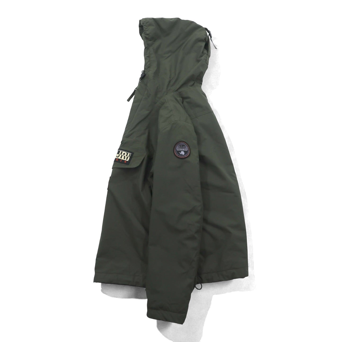 NAPAPIJRI ハーフジップ アノラックパーカー XL カーキ 中綿 ドローコード サイドジップ スリット Rainforest Jacket N0YGU0