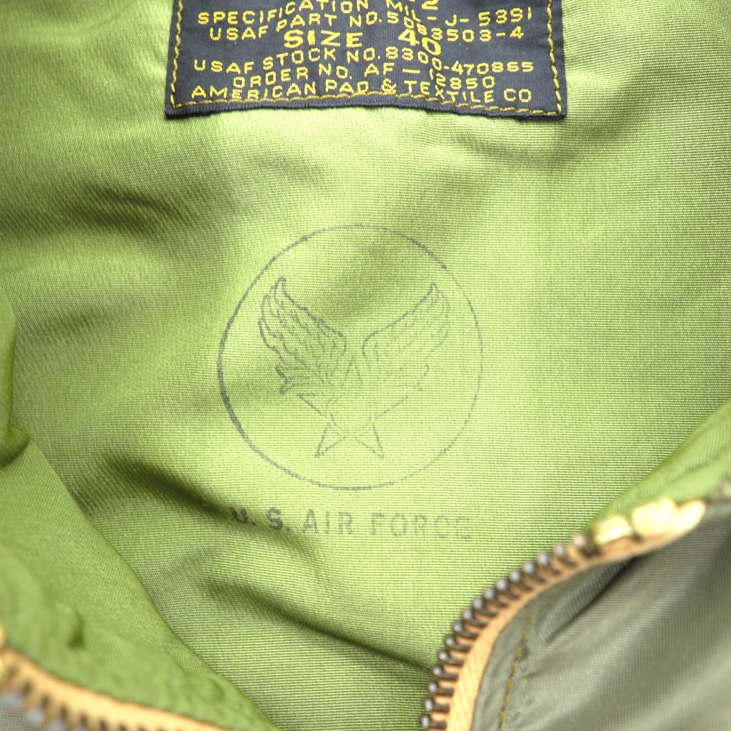 THE REAL McCOY'S L-2 フライトジャケット L ナイロン USAF CONMARジップ AMERICAN PAD & TEXTILE CO レプリカ 50年代 復刻 MIL-J-5391