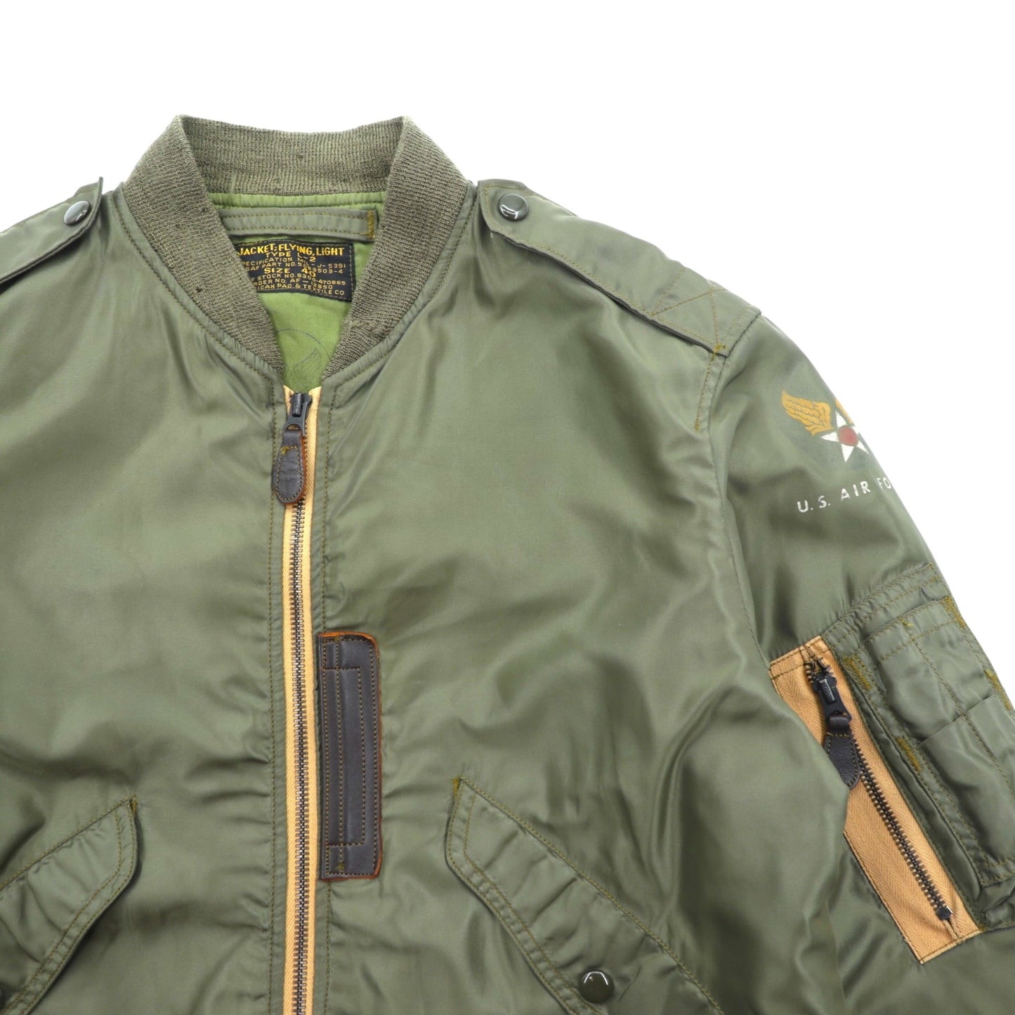 THE REAL McCOY'S L-2 フライトジャケット L ナイロン USAF CONMARジップ AMERICAN PAD & TEXTILE CO レプリカ 50年代 復刻 MIL-J-5391