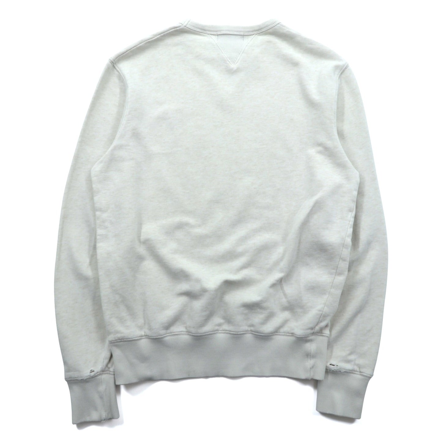 FRED PERRY 両V スウェット トレーナー S ホワイト ダメージ加工 ワンポイントロゴ M9315