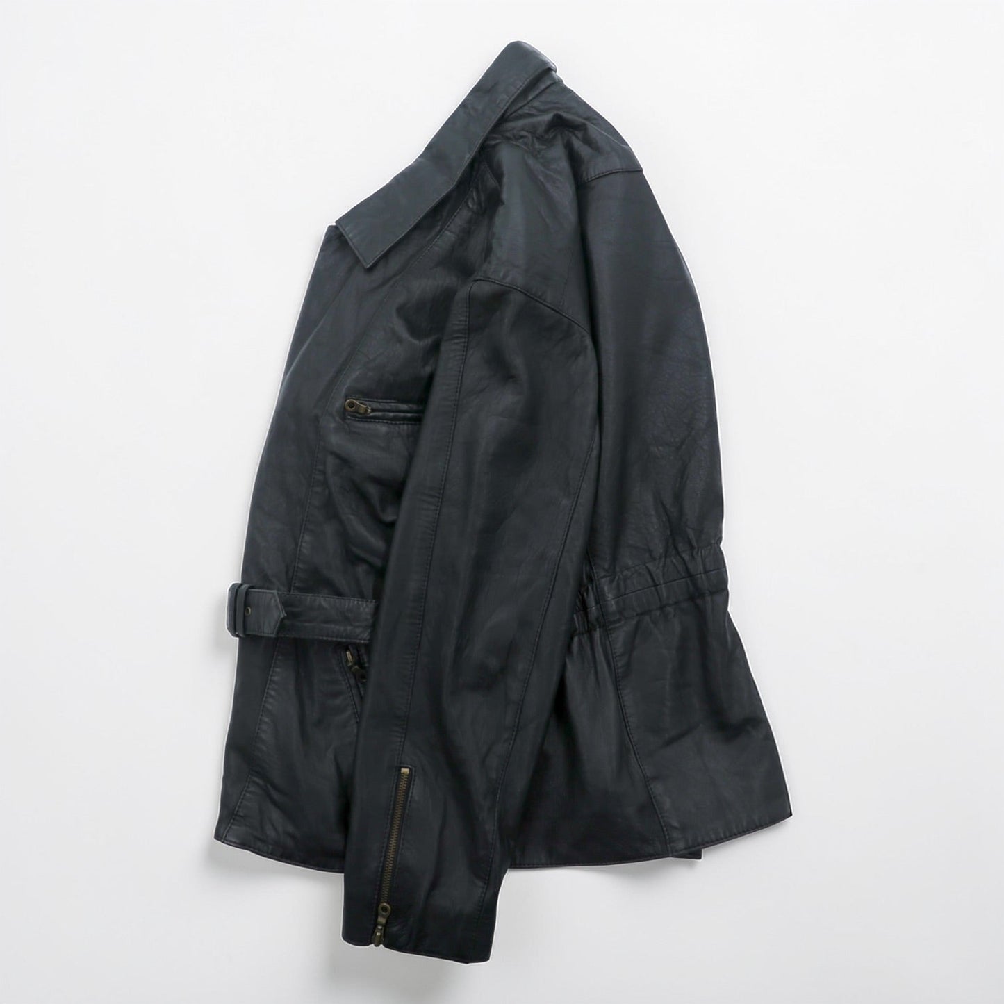 MADDOX 90年代 ユーロヴィンテージ ナッパレザー ロング ダブルライダースジャケット XL ブラック コート ウエストベルト