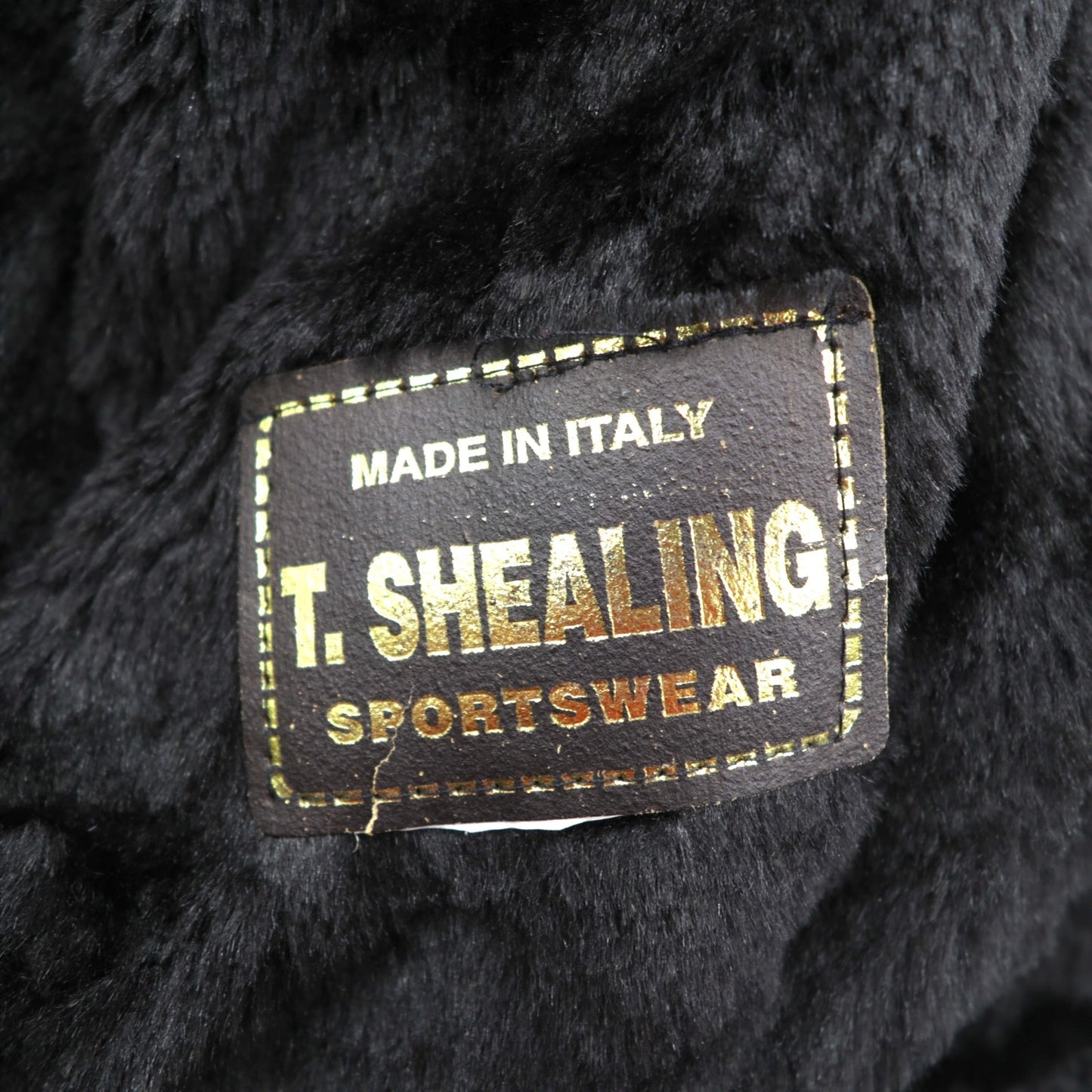 T. SHEALING 80年代 イタリア製 ユーロヴィンテージ ショールカラー ムートンコート L ブラック 裏ボア シアリング