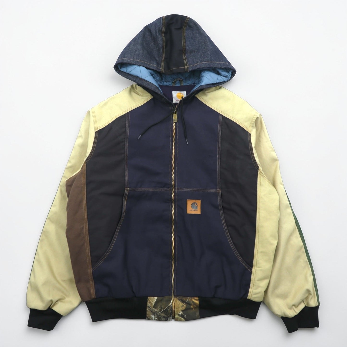 carhartt リメイク 再構築 カラーブロック ダック アクティブジャケット パーカー L マルチカラー クレイジーパターン
