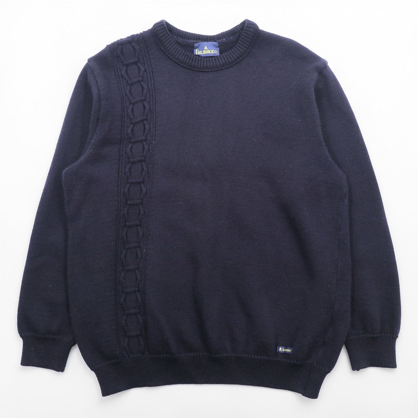 Le minor 90年代 フランス製 ヴィンテージ ニット セーター L ネイビー ケーブル編み