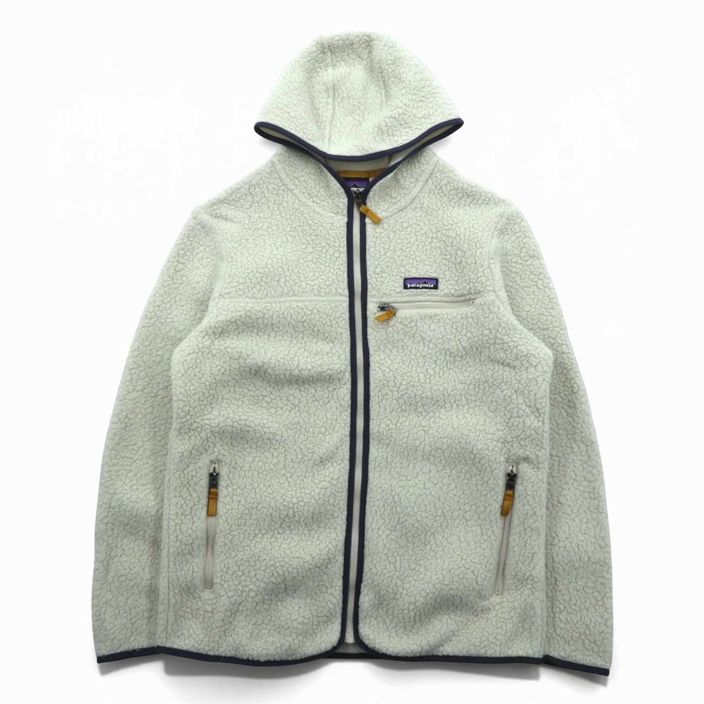 Patagonia レトロ パイル フーディー フリースジャケット L ベージュ ペリカン ジップパーカー 22806
