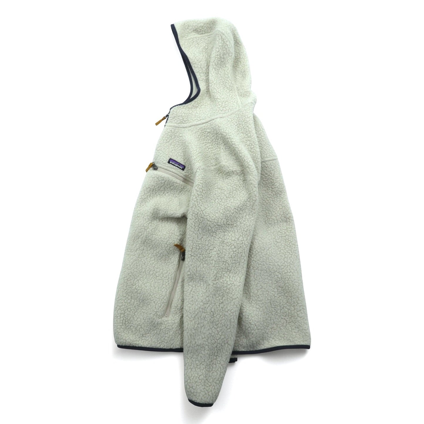 Patagonia レトロ パイル フーディー フリースジャケット L ベージュ ペリカン ジップパーカー 22806
