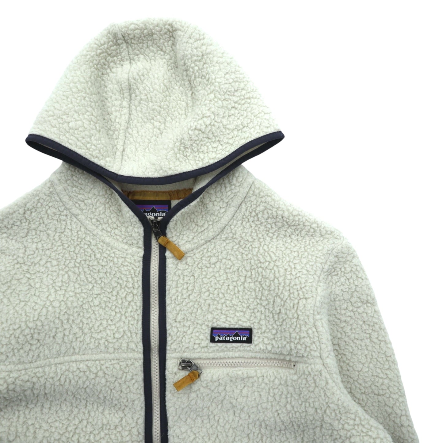 Patagonia レトロ パイル フーディー フリースジャケット L ベージュ ペリカン ジップパーカー 22806