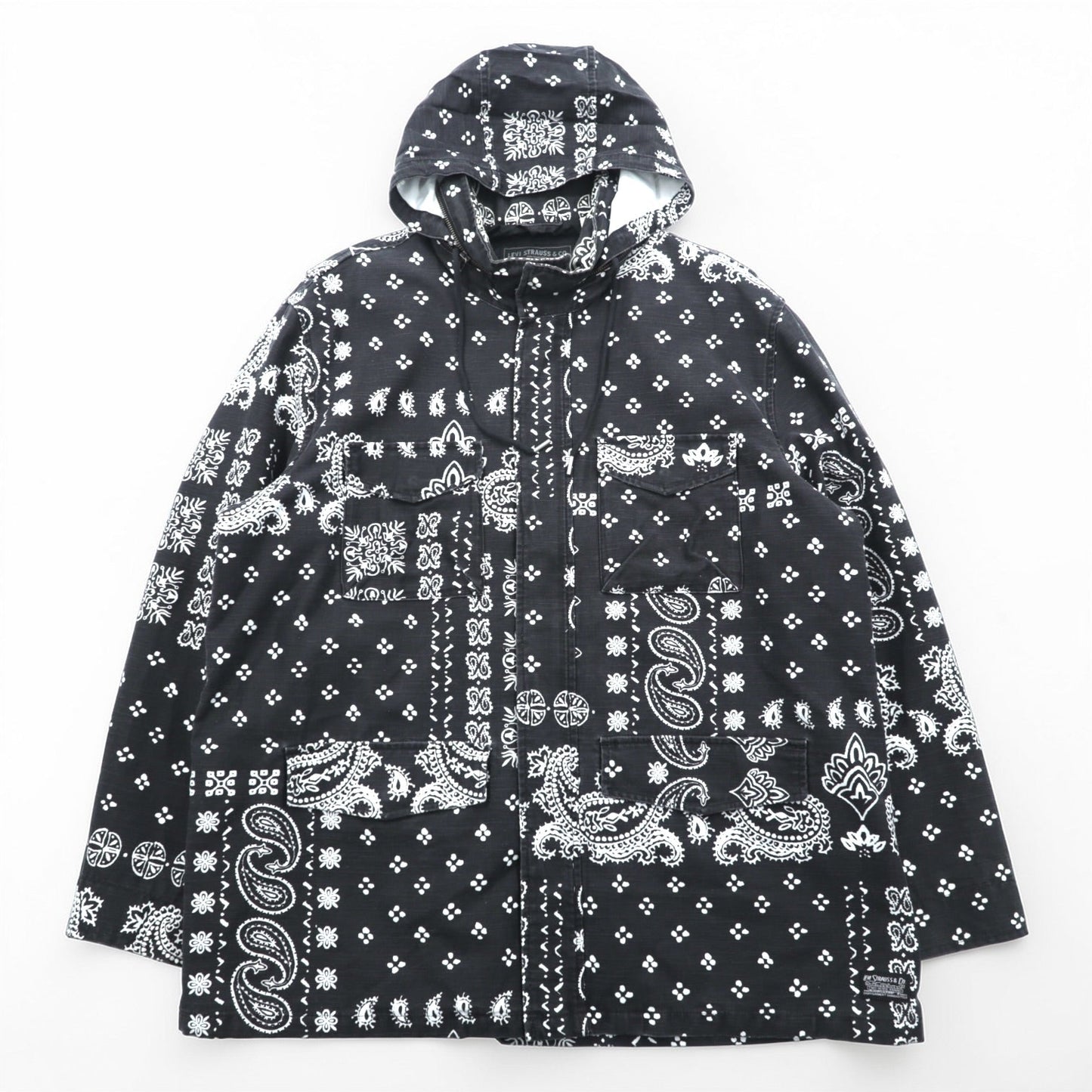 Levi's フィールドコート ミリタリージャケット XL ペイズリー フード収納 KEARNY FIELD COAT BANDANA REMIX A4419-0003