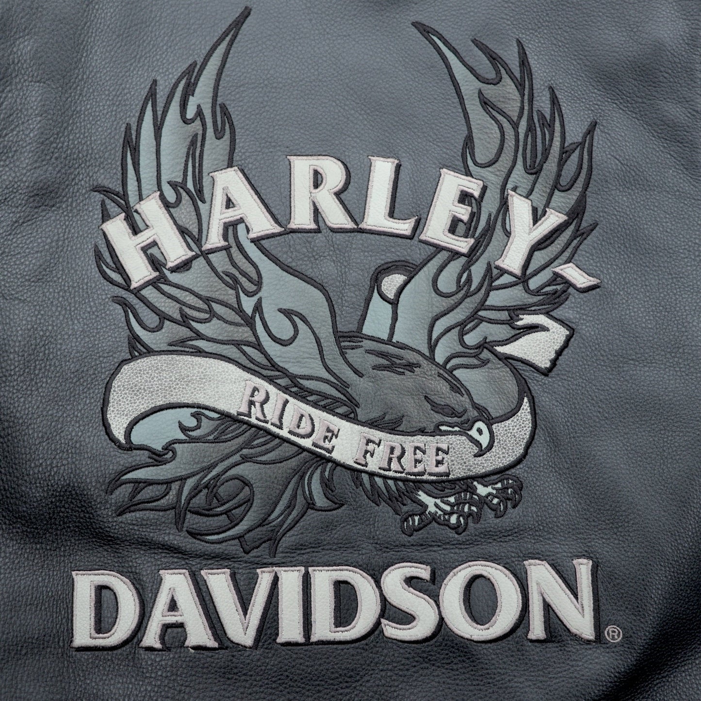 HARLEY DAVIDSON チェーンフロント レザーベスト M ブラック チェーンボタン レースアップ 刺繍 バイカー
