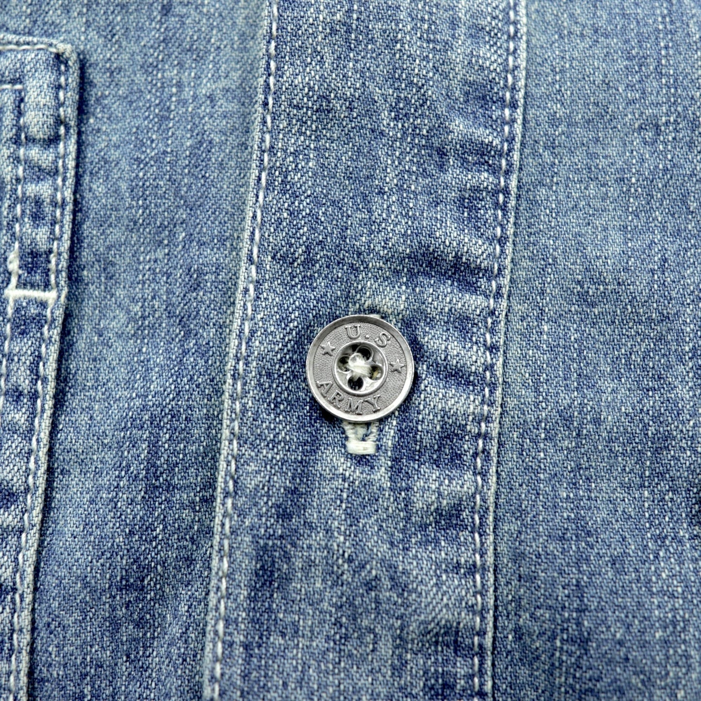 HOUSTON デニム プルオーバー シャツ L インディゴ USAコットン VINTAGE WASH ミリタリー 40696