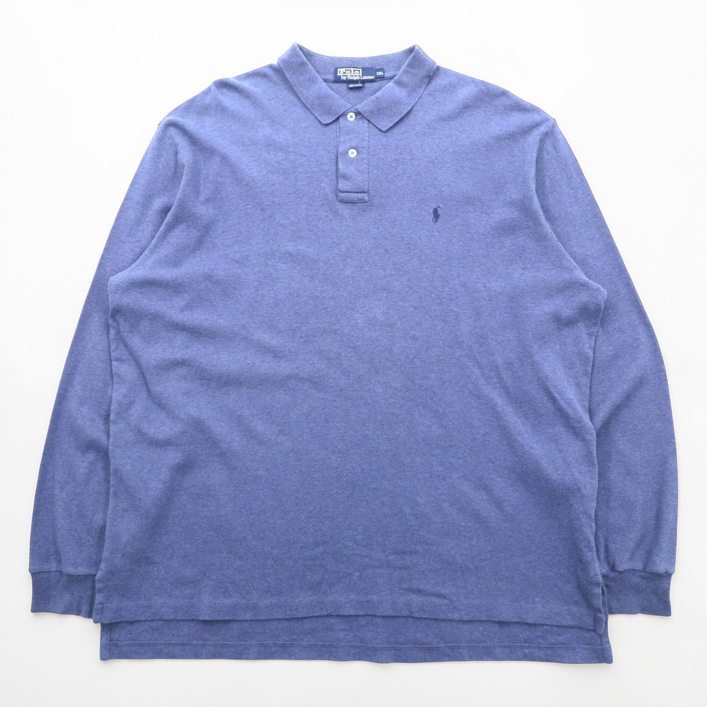 Polo Ralph Lauren 90年代 長袖 ポロシャツ ラガーシャツ 2XL ブルー スモールポニー ロゴ 刺繍 ペルー製