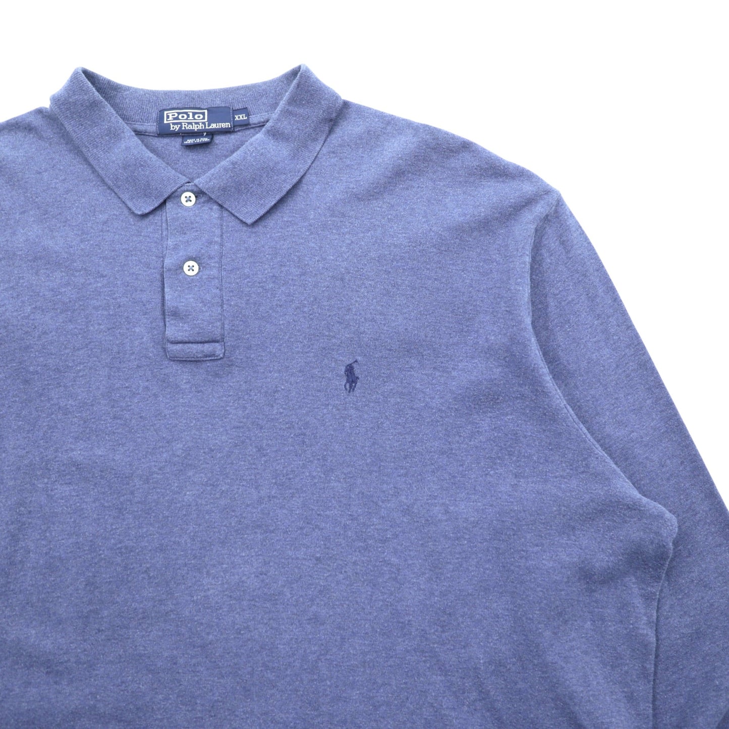 Polo Ralph Lauren 90年代 長袖 ポロシャツ ラガーシャツ 2XL ブルー スモールポニー ロゴ 刺繍 ペルー製