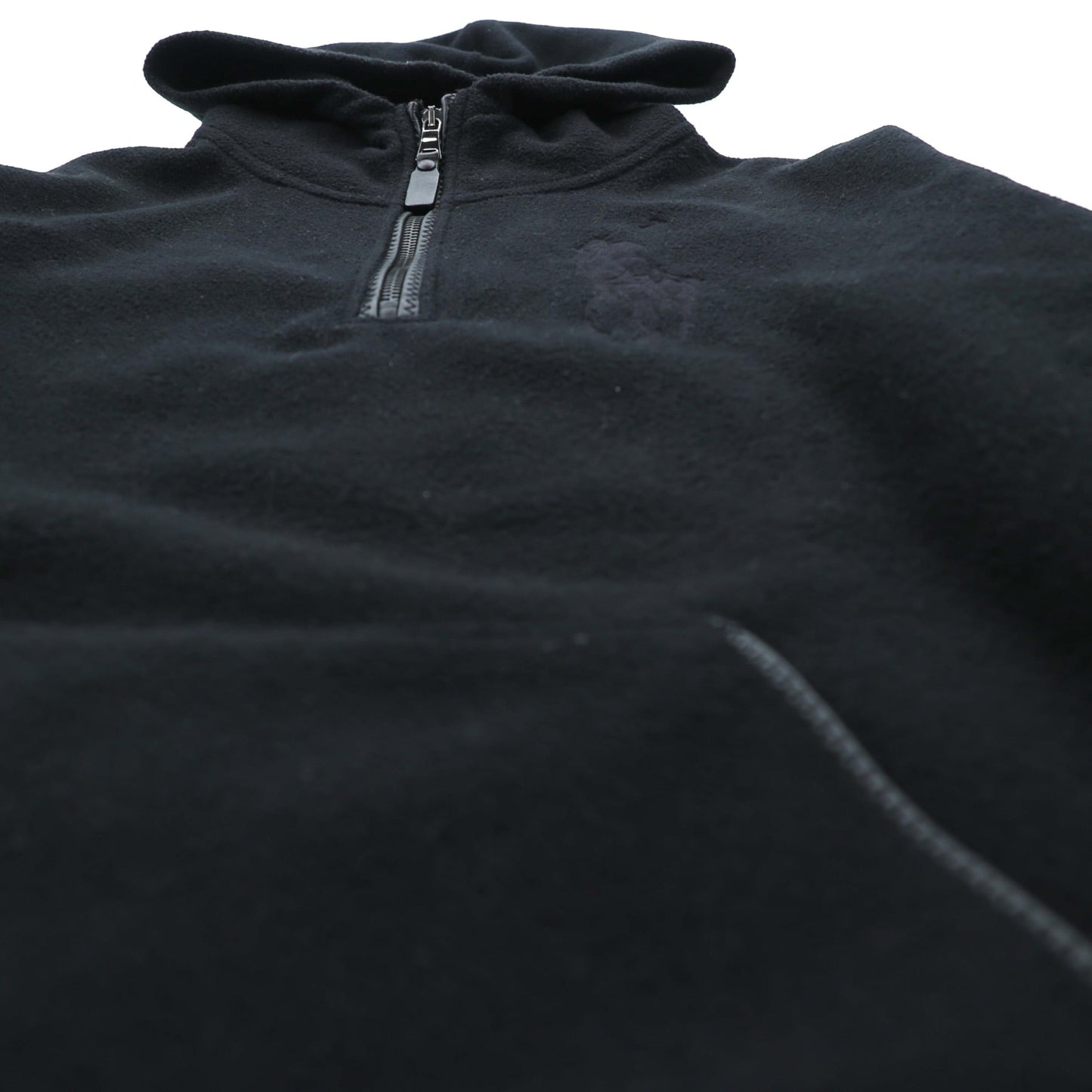 Polo Ralph Lauren 90年代 ビッグポニー刺繍 ハーフジップ フリース パーカー S ブラック 短丈 プルオーバー フロント カンガルーポケット