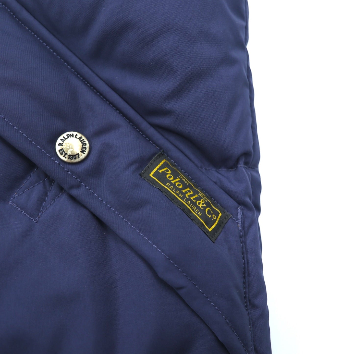 Polo Ralph Lauren ホワイトダック ダウンベスト M ネイビー ドローコード スモールポニー ロゴ 刺繍