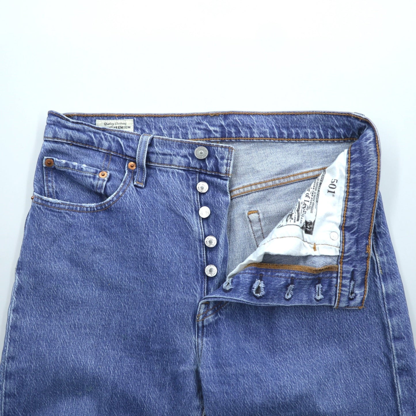 Levi's 501 ビッグE デニムパンツ ジーンズ L インディゴ CROP JAZZ POP レザーパッチ ボタンフライ PREMIUM トルコ製 36200-0225