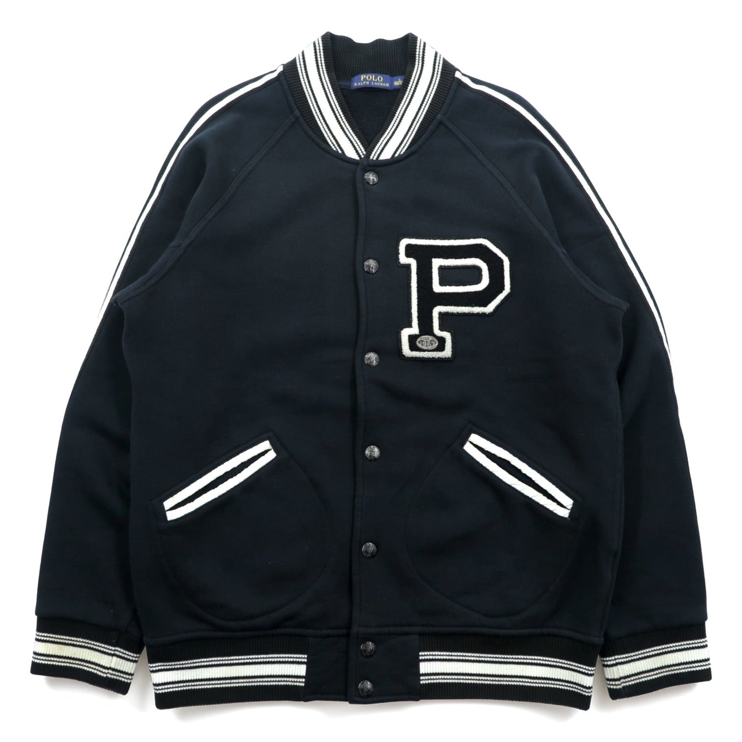 Polo Ralph Lauren レタード スタジャン スウェット L ブラック ワッペン P リブライン