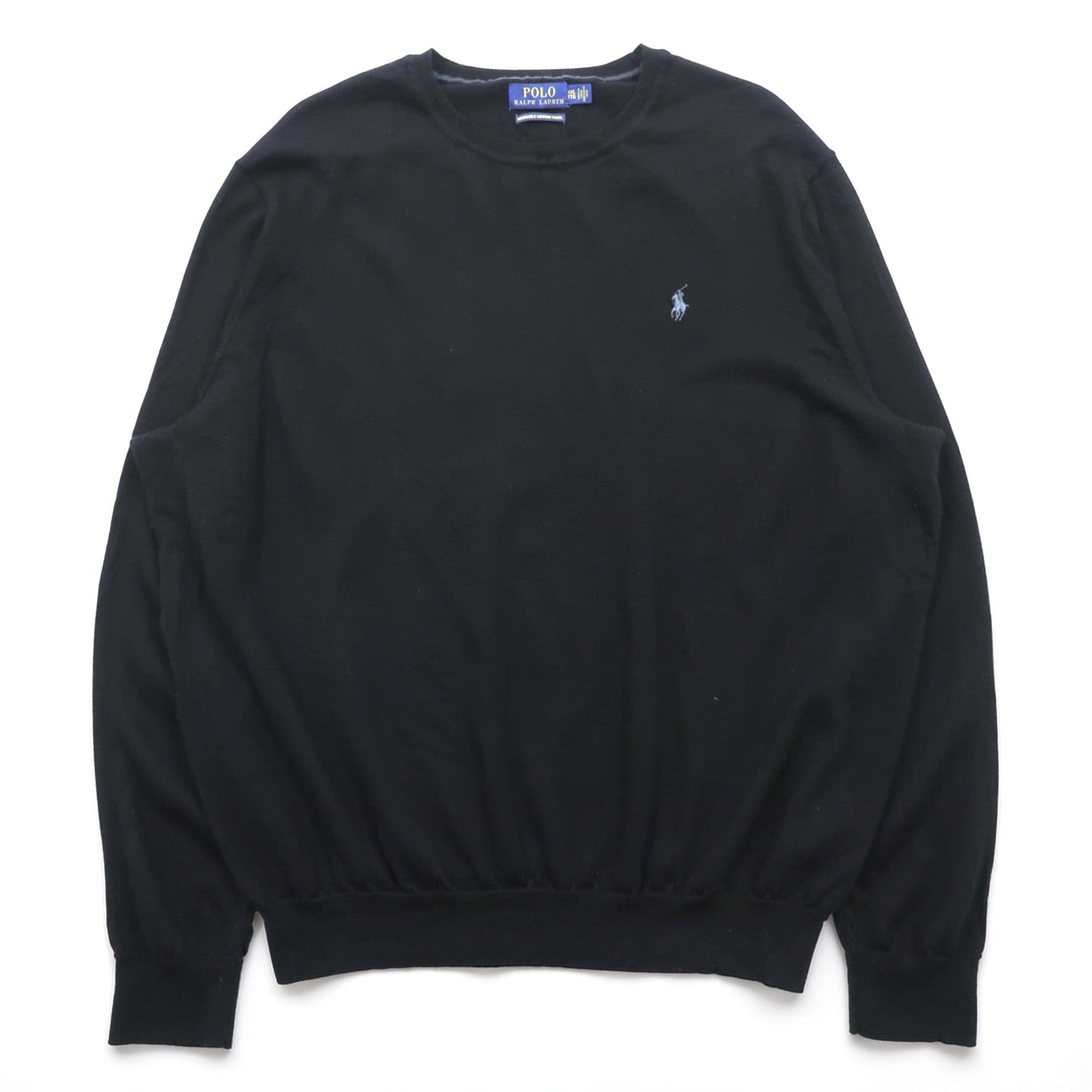 Polo Ralph Lauren メリノウール ニット セーター 2XL ブラック WASHABLE MERINO WOOL スモールポニー ロゴ 刺繍