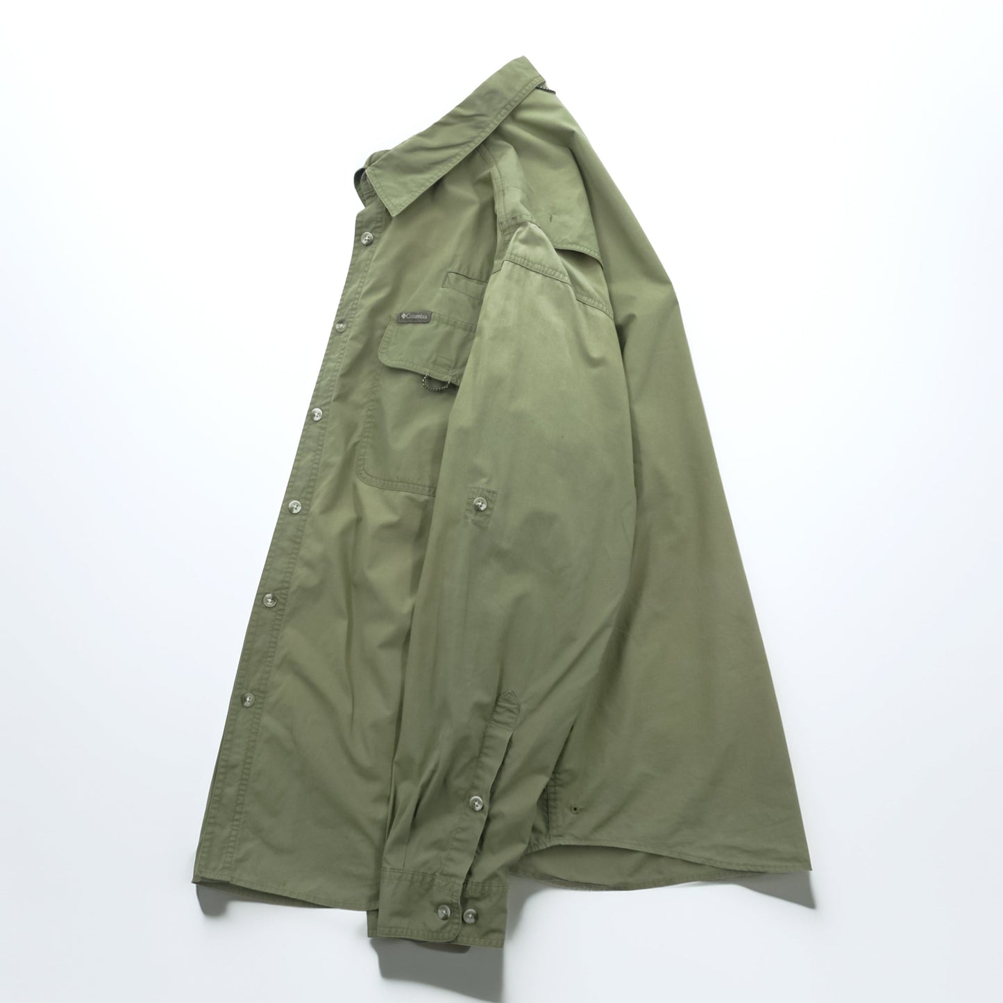 Columbia アウトドア 長袖 シャツ L カーキ フィッシング メッシュ ベンチレーション AM7617