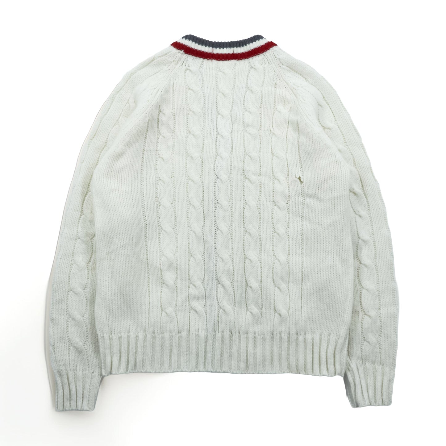 IZOD LACOSTE 70年代 ヴィンテージ ニット カーディガン M ホワイト 糸巻タグ トリコロール