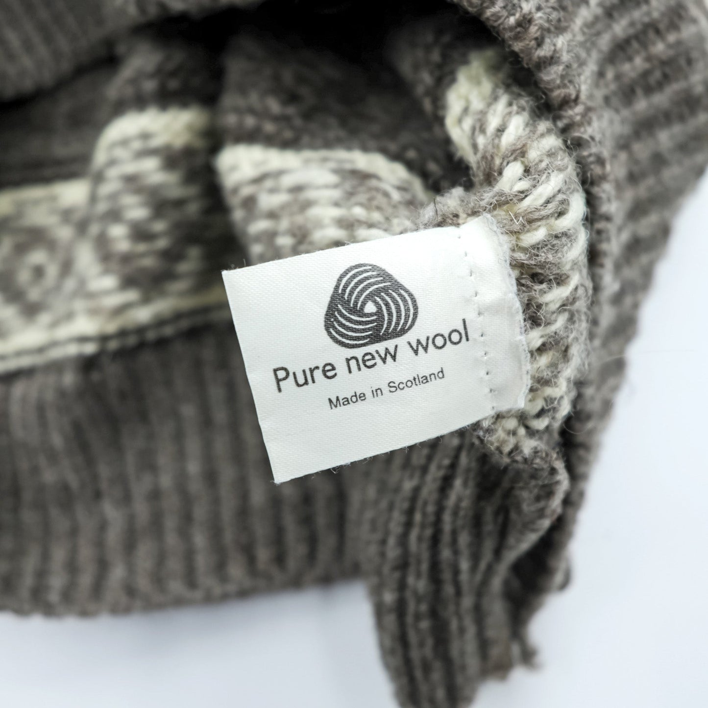 West Highland Woollens 80年代 スコットランド製 ヴィンテージ ケーブルニット セーター グレー M ウール 総柄 フェアアイル