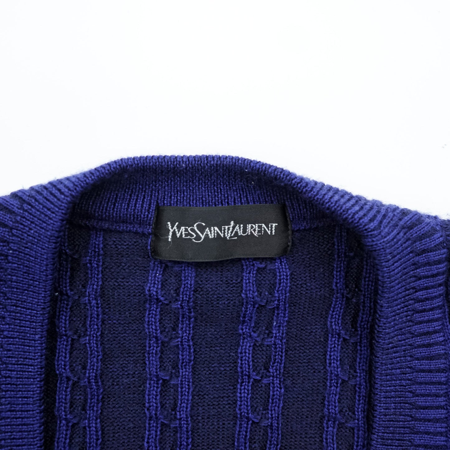 YVES SAINT LAURENT 90年代 日本製 ヴィンテージ ケーブル編み ニット カーディガン XL オールド YSL