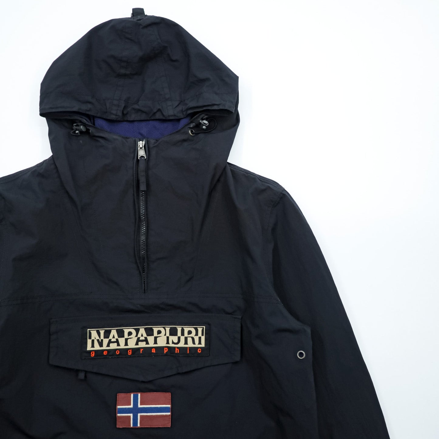 NAPAPIJRI ハーフジップ アノラックパーカー L ドローコード サイドジップ スリット メッシュライナー N0Y9SY