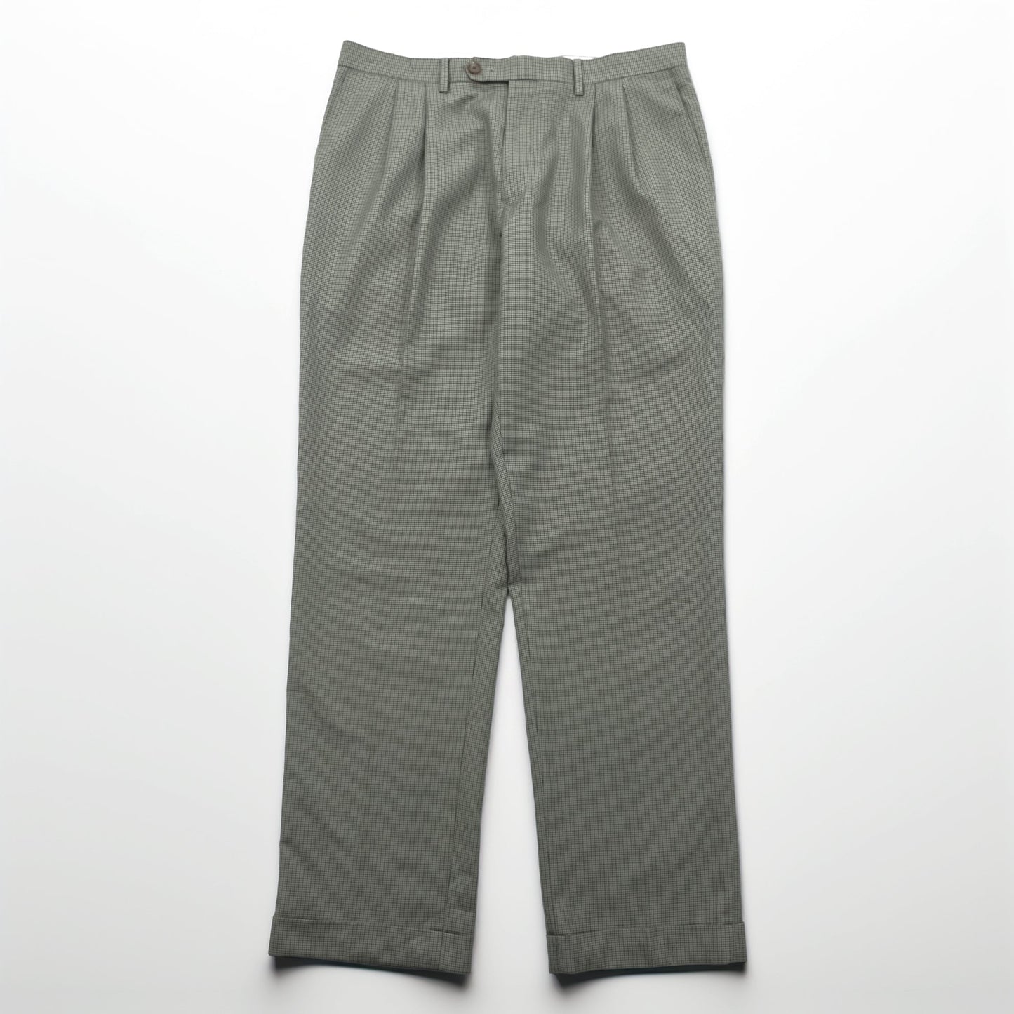 Ralph Lauren 90年代 2タック プリーツ スラックス パンツ L ベージュ ガンクラブチェック ダブルカフス