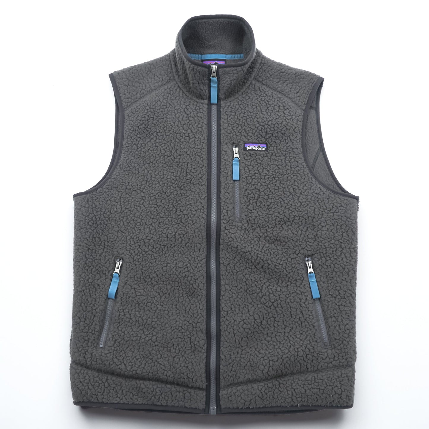 Patagonia レトロ パイル フリースベスト M グレー ボアフリース スタンドカラー 胸ポケット 22820